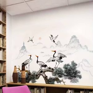 sticker grues pin feng shui mural paysage zen