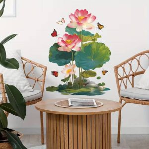 Sticker lotus feng shui harmonie renouveau décoration salon zen