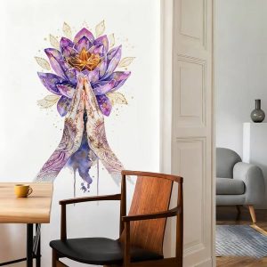 sticker lotus zen feng shui mural mains lotus
