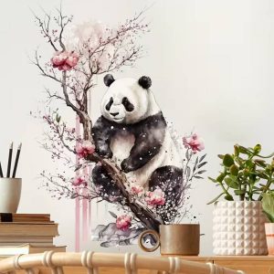 sticker panda cerisier feng shui decoration murale douce