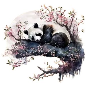 sticker panda feng shui cerisier decoration murale apaisante