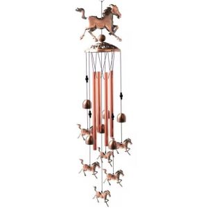 Carillon Chevaux Célestes Feng Shui en métal cuivré