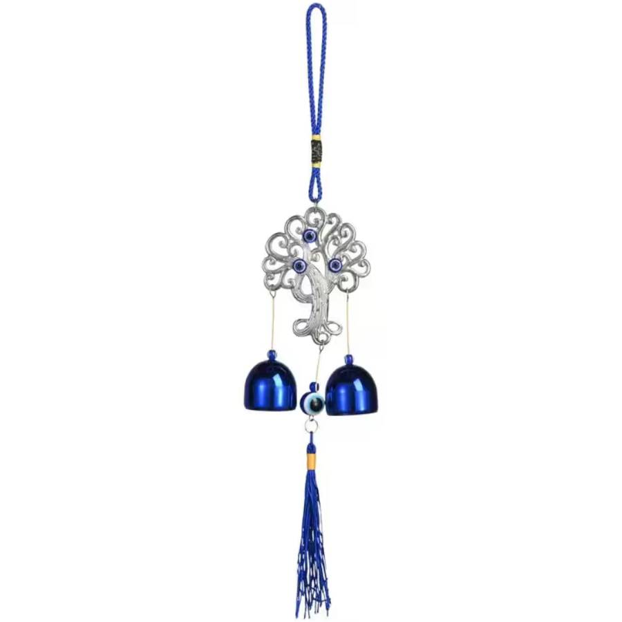 Carillon Suspension Arbre de Vie Feng Shui avec clochettes bleues