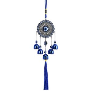 Carillon Talisman Soleil Protecteur Feng Shui avec œil protecteur bleu
