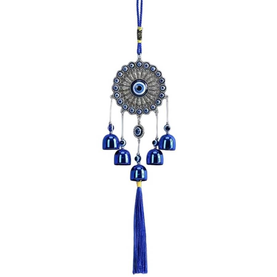 Carillon Talisman Soleil Protecteur Feng Shui avec œil protecteur bleu