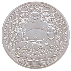 amulette bouddha du bonheur argentée feng shui