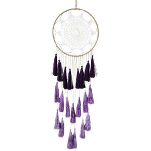 attrape-rêves fleur d'améthyste violet Feng Shui avec pampilles violettes