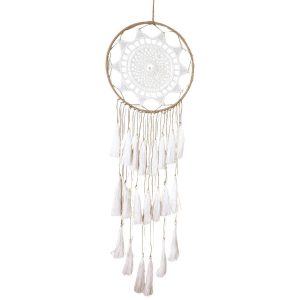 attrape-rêves lumière d'ivoire blanc Feng Shui avec pampilles ivoire