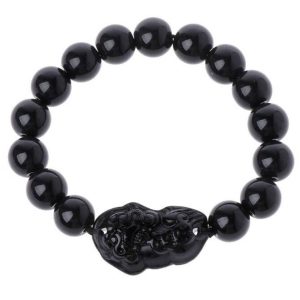 Bracelet Pi Yao en obsidienne noire Feng Shui de protection