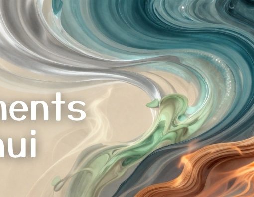 Illustration des 5 éléments Feng Shui représentant l’équilibre énergétique entre Eau, Feu, Bois, Métal et Terre