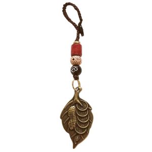 porte cles amulette richesse continue feng shui arachide pieces chinoises