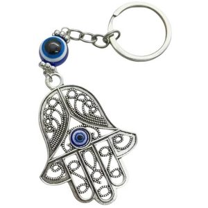 Porte-clés Hamsa Protectrice avec Nazar bleu talisman Feng Shui de protection