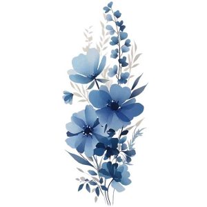 Sticker Bouquet de Sérénité Feng Shui avec fleurs bleues décoratives