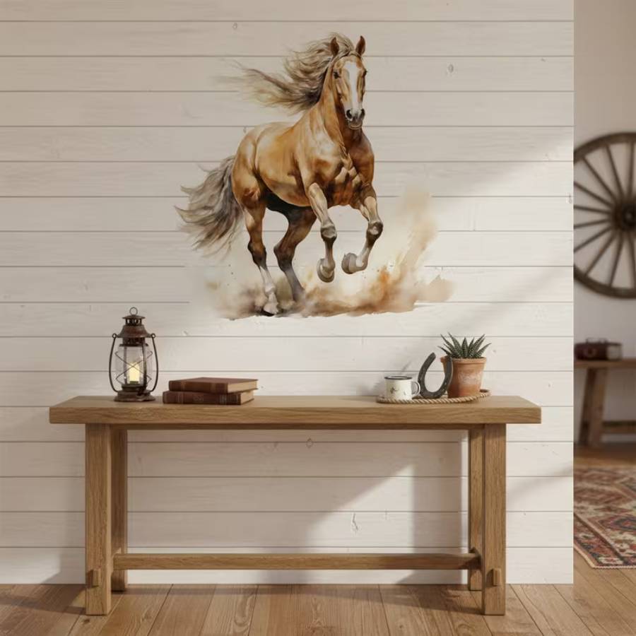 sticker mural cheval feng shui décoration bureau motivation