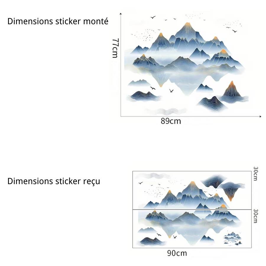 Dimensions Sticker Montagnes de la Sérénité 89 x 77 cm