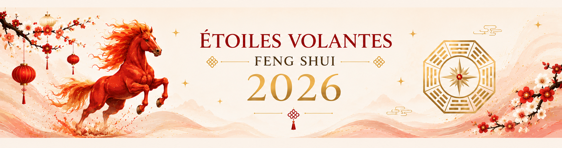 Étoiles Volantes Feng Shui 2026 : année du Cheval de Feu et carte des influences énergétiques annuelles