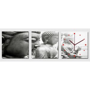 Horloge Murale Bouddhas de la Prière Feng Shui avec Bouddhas en méditation