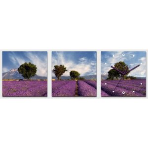 Horloge Murale Lavande décoration Feng Shui représentant un champ de lavande en Provence