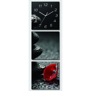Horloge Pétale d'Orchidée avec galets décoration murale Feng Shui