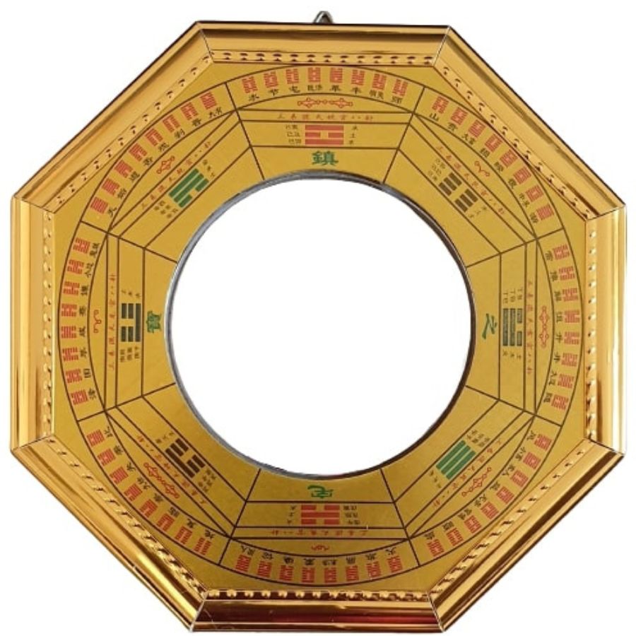 Miroir Bagua Doré Convexe 20 cm Feng Shui de protection