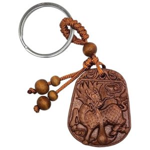 porte-clés chi lin protecteur feng shui en bois naturel