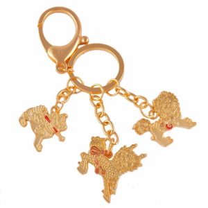 Porte Clés Trois Gardiens Célestes avec Pi Yao Chi Lin et Fu Dog dorés