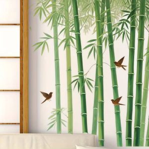 Sticker Bambous de la Croissance Feng Shui avec oiseaux