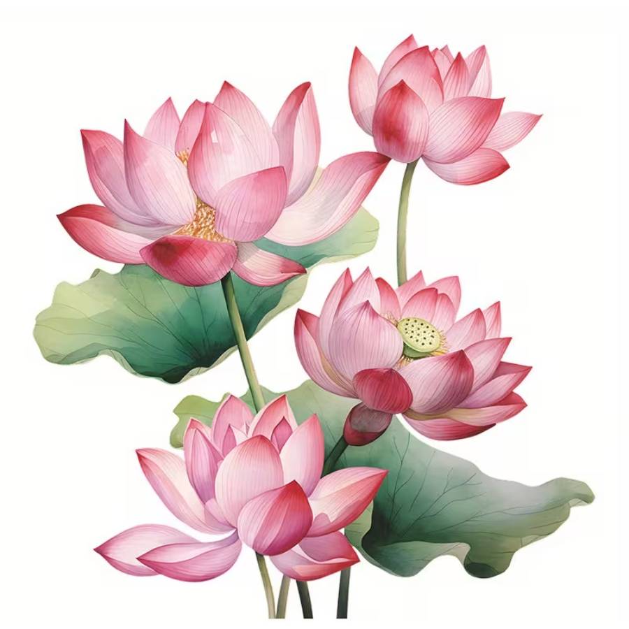 Sticker Bouquet de Lotus Feng Shui décoration murale zen