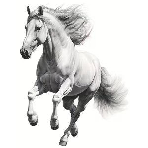 Sticker Cheval de la Réussite Feng Shui représentant un cheval blanc au galop