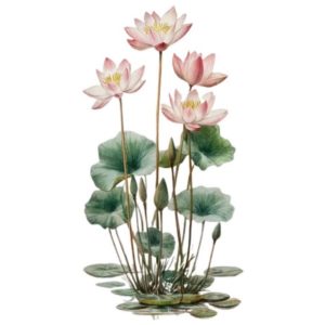 Sticker Lotus de l'Élévation Feng Shui avec fleurs de lotus roses