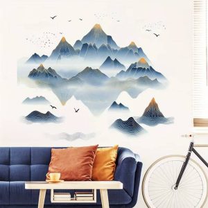 Sticker Montagnes de la Sérénité paysage Feng Shui avec montagnes bleues