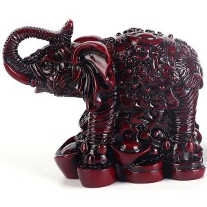 statue éléphant aux lingots feng shui en résine