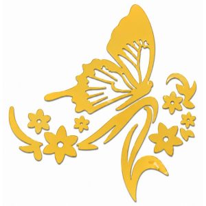 Sticker Miroirs dorés Papillon sur des Fleurs Feng Shui