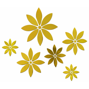 Sticker Miroirs Fleurs de Marguerites dorées Feng Shui
