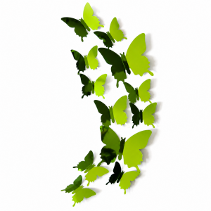 Stickers 12 Miroirs Papillons verts 3D Feng Shui