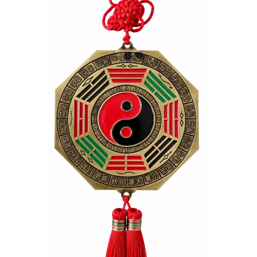Grande Suspension Miroir Plat Yin Yang Bagua Feng Shui