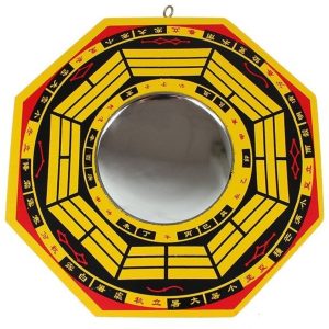 Miroir Bagua Concave 13 cm Feng Shui en bois peint
