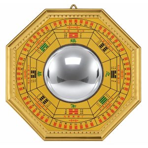 Miroir Bagua Doré Convexe 20 cm Feng Shui de protection
