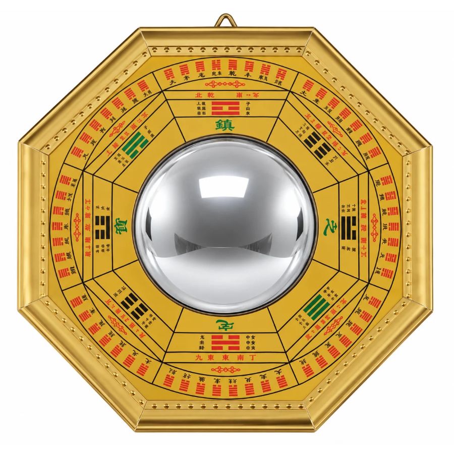 Miroir Bagua Doré Convexe 20 cm Feng Shui de protection