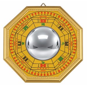 Miroir Bagua Doré Convexe 26 cm Feng Shui de protection