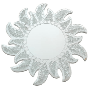 Miroir Double Soleil Mosaïque blanc 40 cm Feng Shui