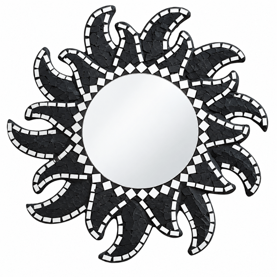 Miroir Double Soleil Mosaïque noir 40 cm Feng Shui