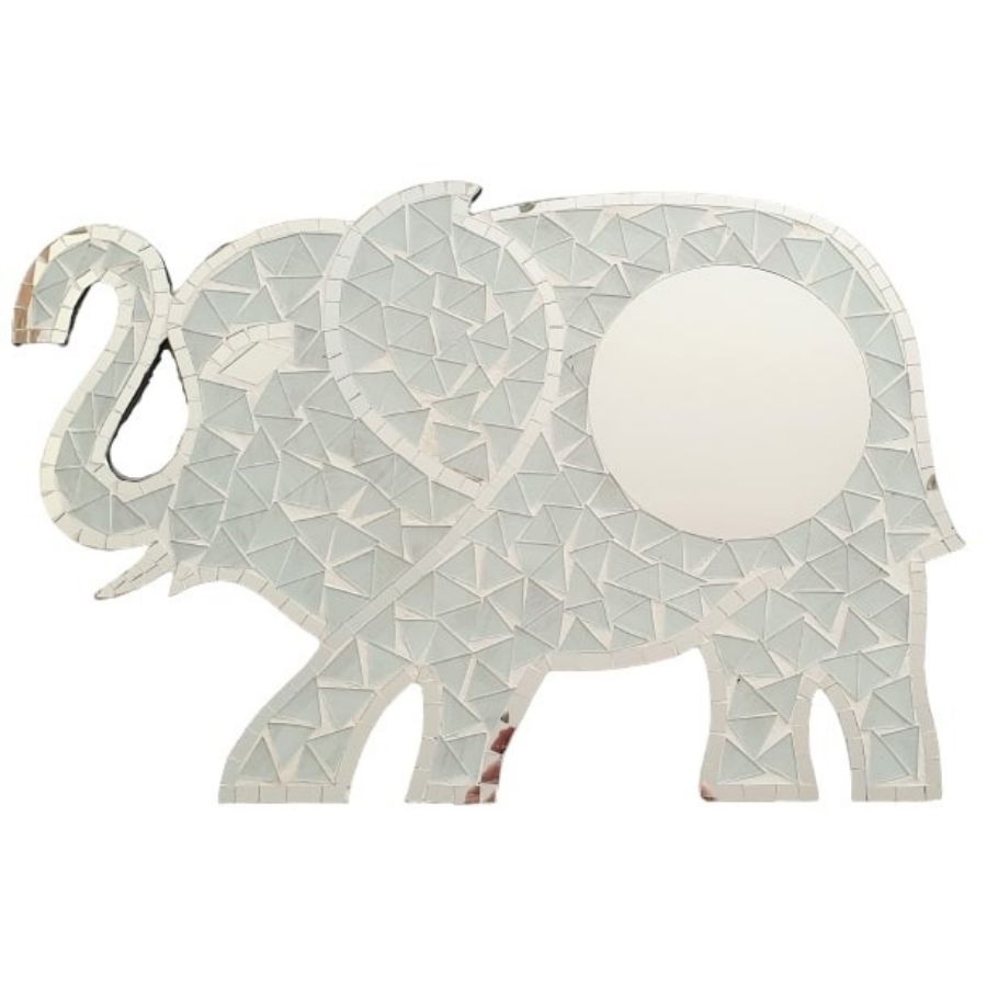 Miroir Éléphant blanc en mosaïque Feng Shui 60cm