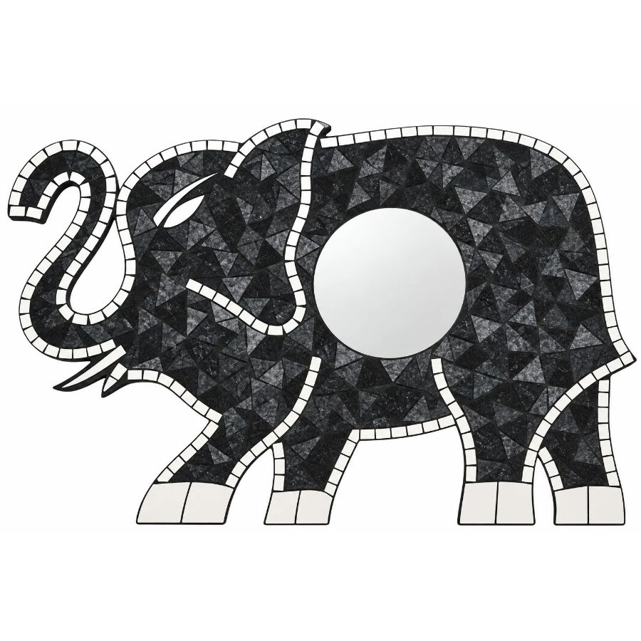 Miroir Mosaïque Éléphant noir 60cm Feng Shui