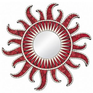 Miroir Soleil Ardent Mosaïque rouge 60cm Feng Shui