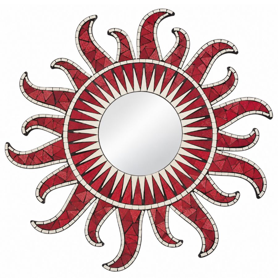 Miroir Soleil Ardent Mosaïque rouge 60cm Feng Shui