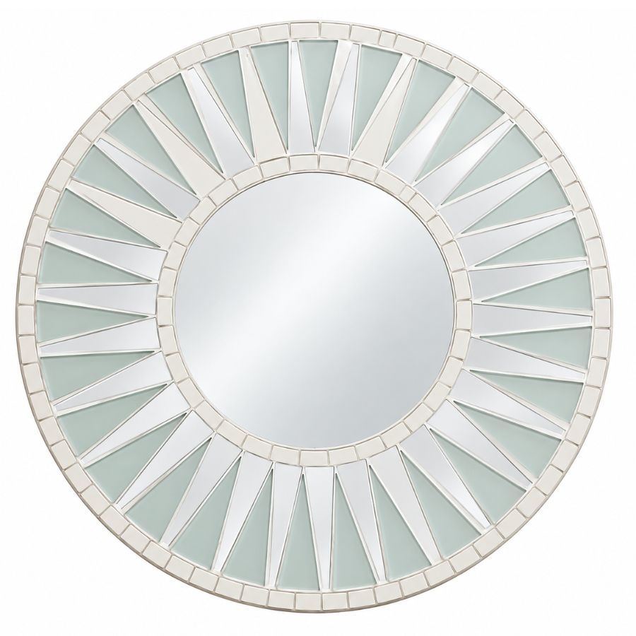 Miroir Soleil Mosaïque blanc 40 cm Feng Shui