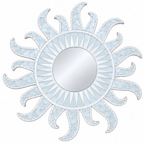 Miroir Soleil Mosaïque blanc 60cm Feng Shui