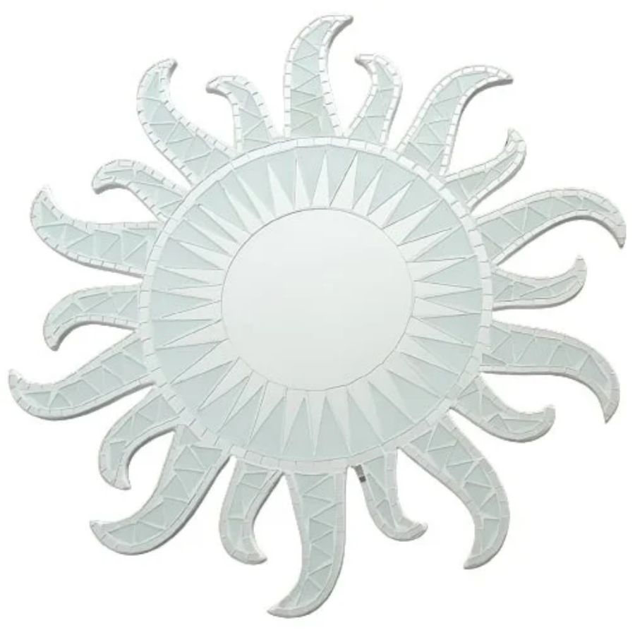 Grand miroir Soleil mosaïque blanc Feng Shui 60cm