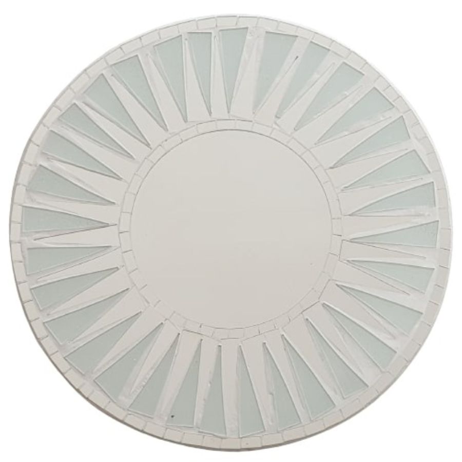 Miroir Soleil Mosaïque blanc artisanal 40 cm